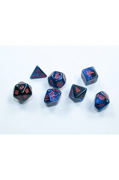 Gemini: Mini-Polyhedral Black-Starlight/red 7-Die Set