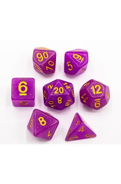 Dice Set of 7 - Jelly Purple with Gold Numerals