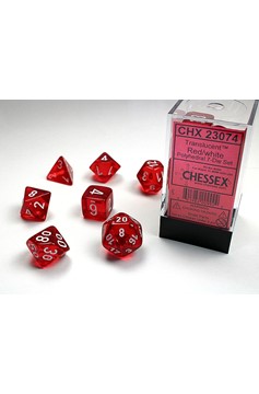 Chessex Translucent Polyhedral Red/White 7-Die Set
