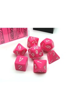 Dice Set of 7 - Chessex Opaque Pink With White Numerals Chx 25444