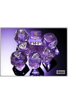 Chessex Lab Dice: Translucent Lavender/Gold 7-Die Set (Series 7)