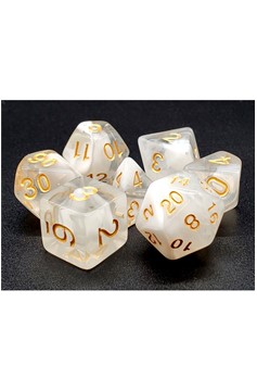 Old School 7 Piece Dnd Rpg Dice Set: Nebula - White