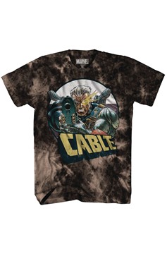Marvel Cable Aim Black Acid-Wash Px T-Shirt Medium