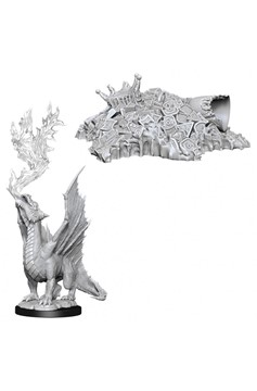 Dungeons And Dragons Minatures: Gold Dragon Wyrmling And Small Treasure Pile