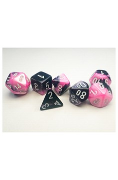 Chessex Dice: Gemini Mini-Polyhedral Black-Pink/White 7-Die Set