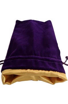 FanRoll: Large Velvet Dice Bag: Purple with Gold Satin