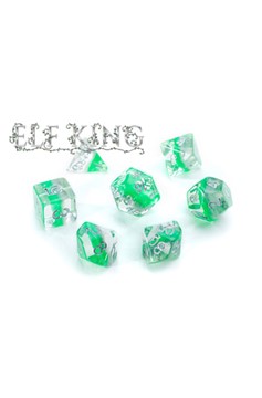 Gate Keeper Games Eclipse Dice: 7-Die Set “Elf King” (Royal Silver & Hawthorne Green) 