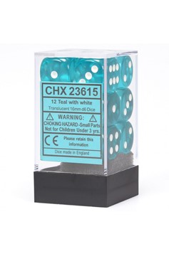 DICE D6 CHX23615 Translucent 16mm Teal White (12)