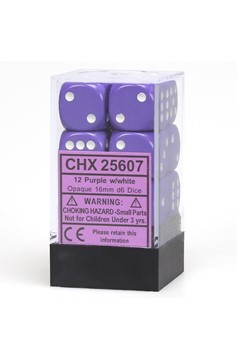 DICE D6 CHX25607 Opaque 16mm Purple White (12)