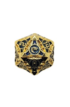 Old School 23Mm D20 Metal Die: Gnome Forged - Gold W/ Blue Osdmtl-11920