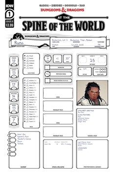 Dungeons & Dragons At Spine of World #1 Cover B Character Sheet (Of 4)