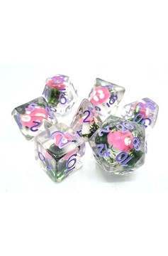 Old School 7 Piece Dnd RPG Dice Set Infused - Pink Shrooms