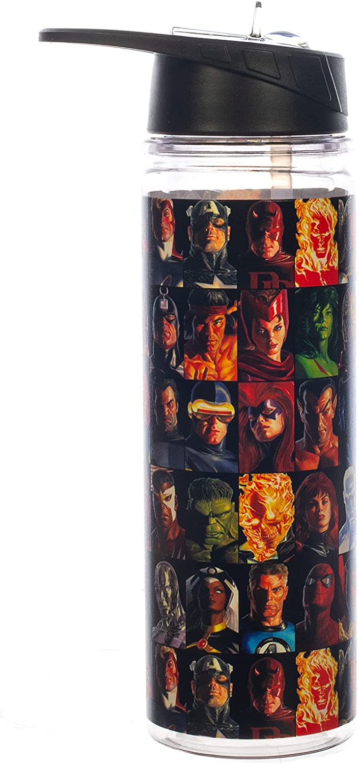 Marvel Retro Character Collage 16 Oz. Uv Double-Wall Tritan Water Bottle