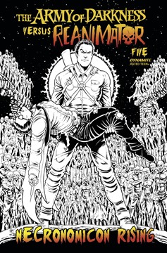 Army of Darkness Vs Reanimator Necronomicon Rising #5 Cover K Last Call 7 Copy Haeser Black & White