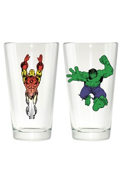 Marvel Comics Hulk & Ironman Clear Pint Glass