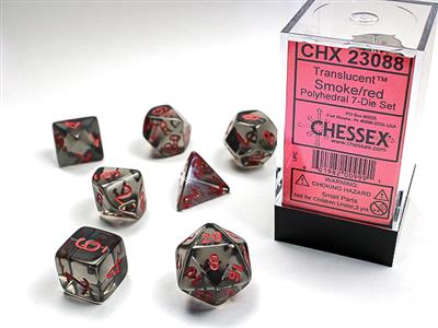 Chessex Translucent Polyhedral Smoke/Red 7- Die Set