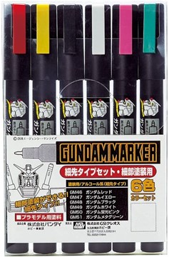 Mr. Hobby GSI Creos Gundam Marker Ultra Fine Set (6 Markers)
