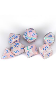 Dice Set of 7 - Chessex Festive Pop Art with Blue Numerals CHX 27544