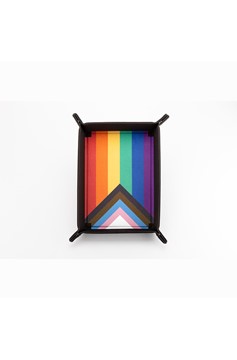 FanRoll Pride: Fold Up Velvet Dice Tray w/ PU Leather Backing - Rainbow Flag
