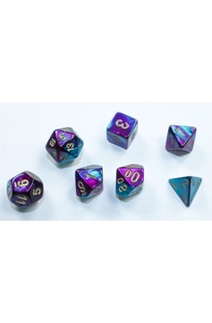 Chessex Dice: Gemini Purple-Teal /gold Mini-Polyhedral 7-Die Set