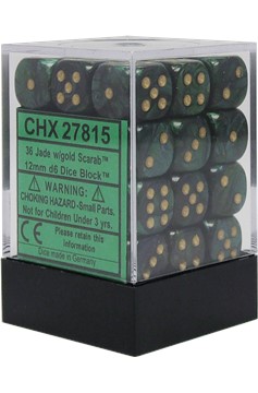 DICE D6 CHX27815 Scarab 12mm Jade Gold Black (36)