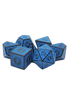 Old School 7 Piece Dnd Rpg Dice Set: Rune Dice - Magical Runes Blue