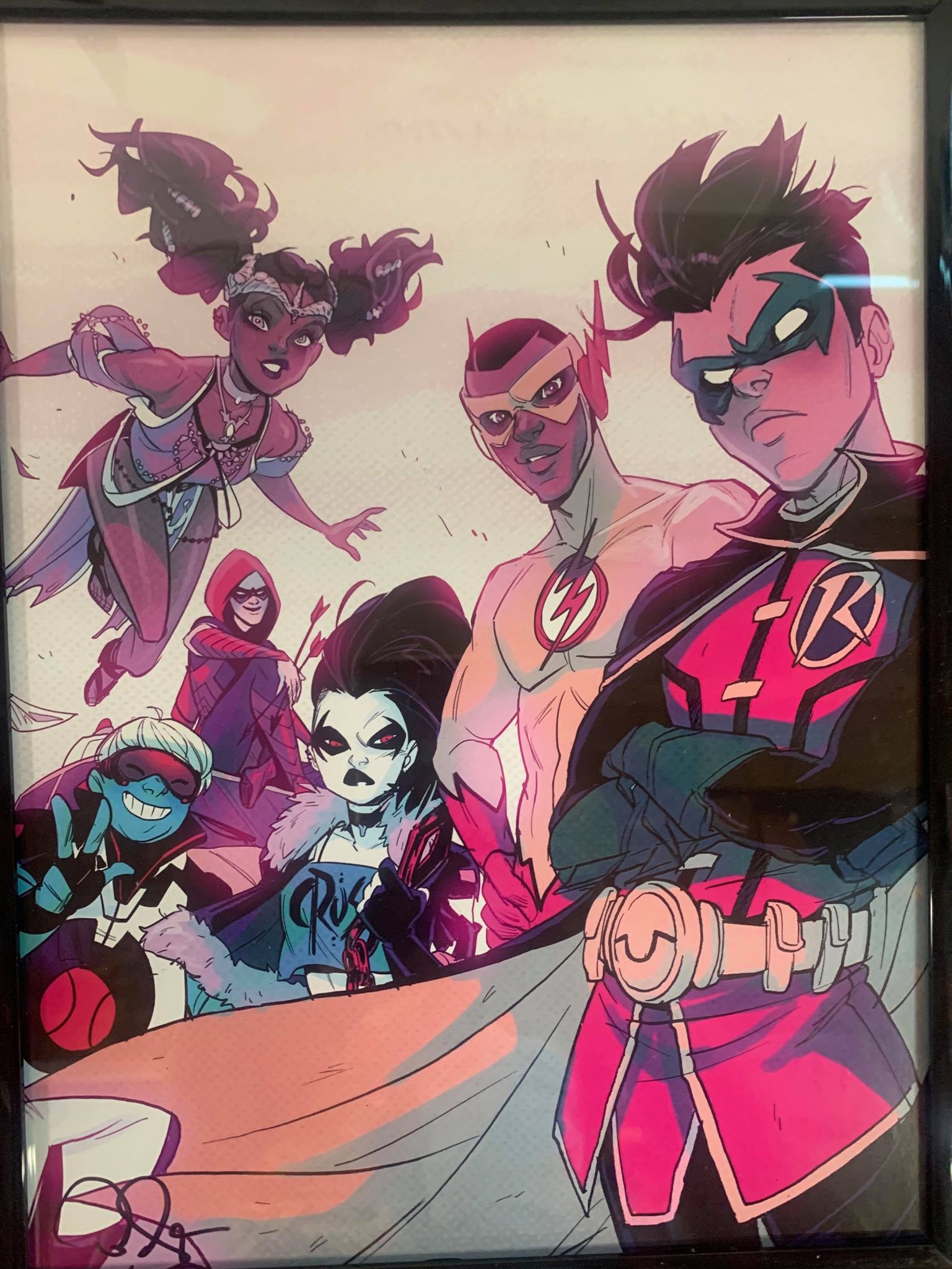 Babs Tarr Teen Titans Print Framed And Signed 9 X 12