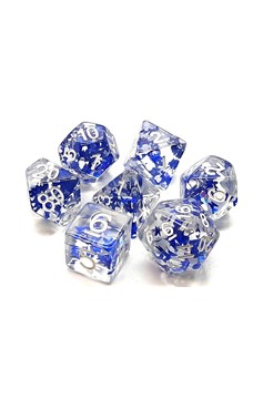 Old School 7 Piece Dnd RPG Dice Set Infused - Sapphire Butterfly