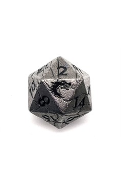 Old School Dnd Rpg Metal D20: Orc Forged - Ancient Silver W/ Black Osdmtl-12520