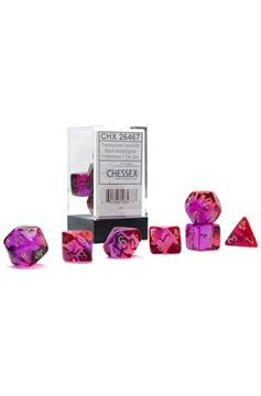 Dice Set of 7 - Chessex Translucent Red & Violet with Gold Numerals