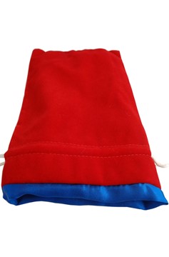 FanRoll: Large Velvet Dice Bag: Red with Blue Satin