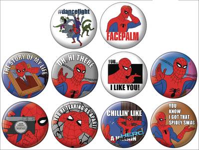 Spider-Man 60's Cartoon 144 Piece Button Display
