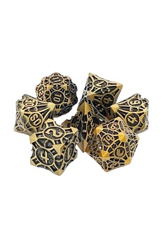 Old School 7 Piece Dnd Rpg Metal Dice Set: Gnome Forged - Ancient Gold