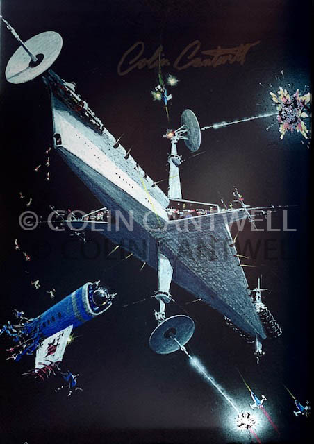 C3-Sm 8X12 Print of Original Opening Battle Scene Concept Art Signed By Colin Cantwell