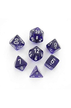 Chessex Translucent Polyhedral Purple/White 7-Die Set