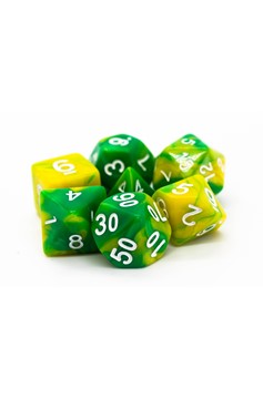 Old School 7 Piece Dnd RPG Dice Set Vorpal - Green & Yellow
