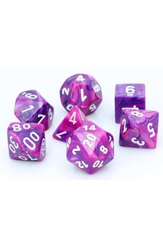 Dice Set of 7 - Chessex Festive Violet with White Numerals CHX 27457
