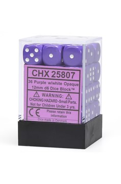 DICE D6 CHX25807 Opaque 12mm Purple White