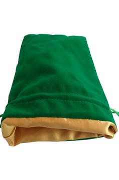 FanRoll: Large Velvet Dice Bag: Green with Gold Satin