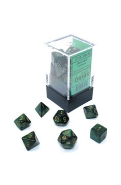 Mini Polyhedral Jade/Gold 7-Die Set