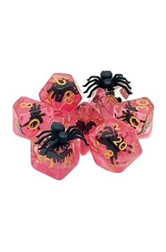 Old School 7 Piece Dnd Rpg Dice Set Animal Kingdom - Spider - Black W/ Red