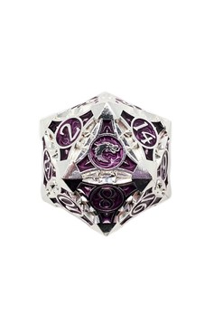 Old School 40Mm D20 Metal Die: Gnome Forged: Silver & Purple