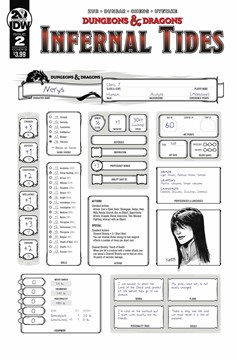 Dungeons & Dragons Infernal Tides #2 Cover B Character Sheet (Of 5)