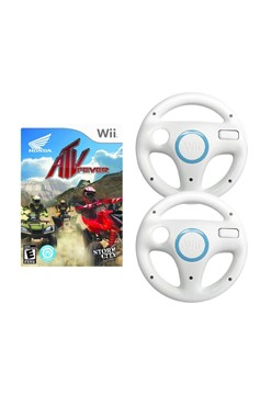 Nintendo Wii Atv Fever And 2 Controller Wheels