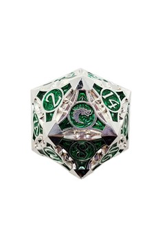 Old School 40Mm D20 Metal Die: Gnome Forged: Silver & Green
