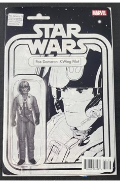 Star Wars Poe Dameron #1 (2016 Series) Black And White Action Figure Variant Signed.