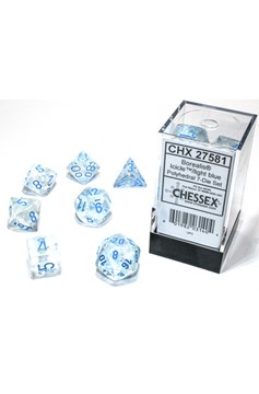 Chessex Borealis Icicle with Light Blue Luminary Polyhedral 7-Die Set