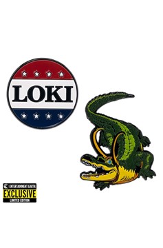 Loki President Loki Button And Alligator Loki Pin 2-Pack - Entertainment Earth Exclusive