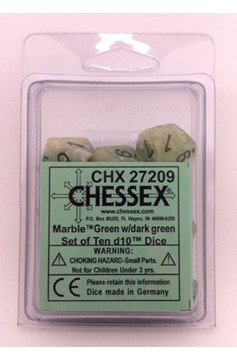 DICE D10: CHX27209 Marble Green Dark Green (10)