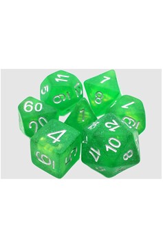 Old School 7 Piece Dnd Rpg Dice Set: Infused - Frosted Firefly - Green Apple